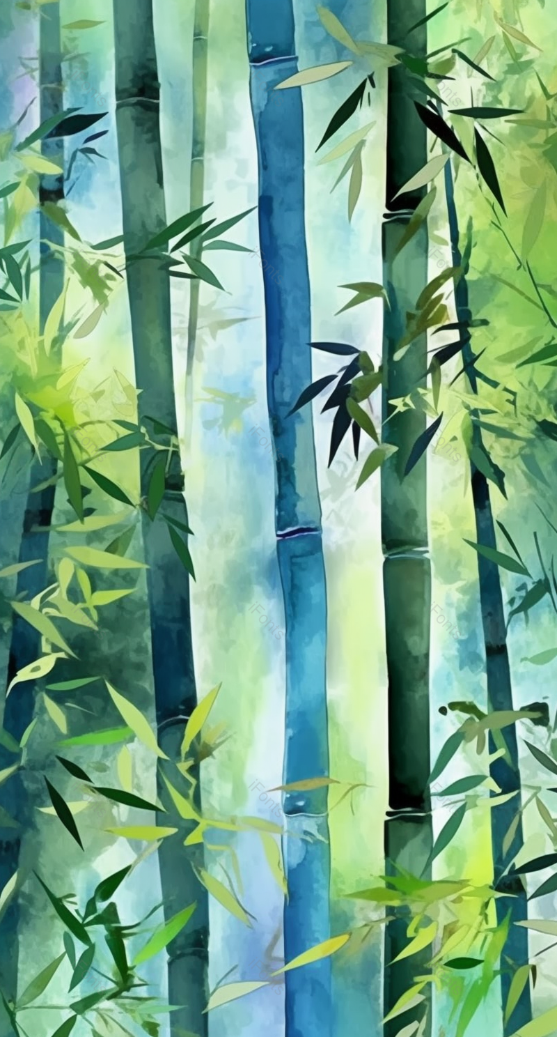 中国风插画春天季节茂盛的竹林绿色竹叶竹子植物自然环境背景,插画/手绘图,插画/手绘图库,插画/手绘图下载,插画/手绘